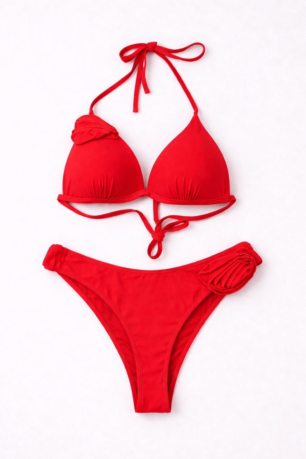 Bikini minimal con detalle floral lateral