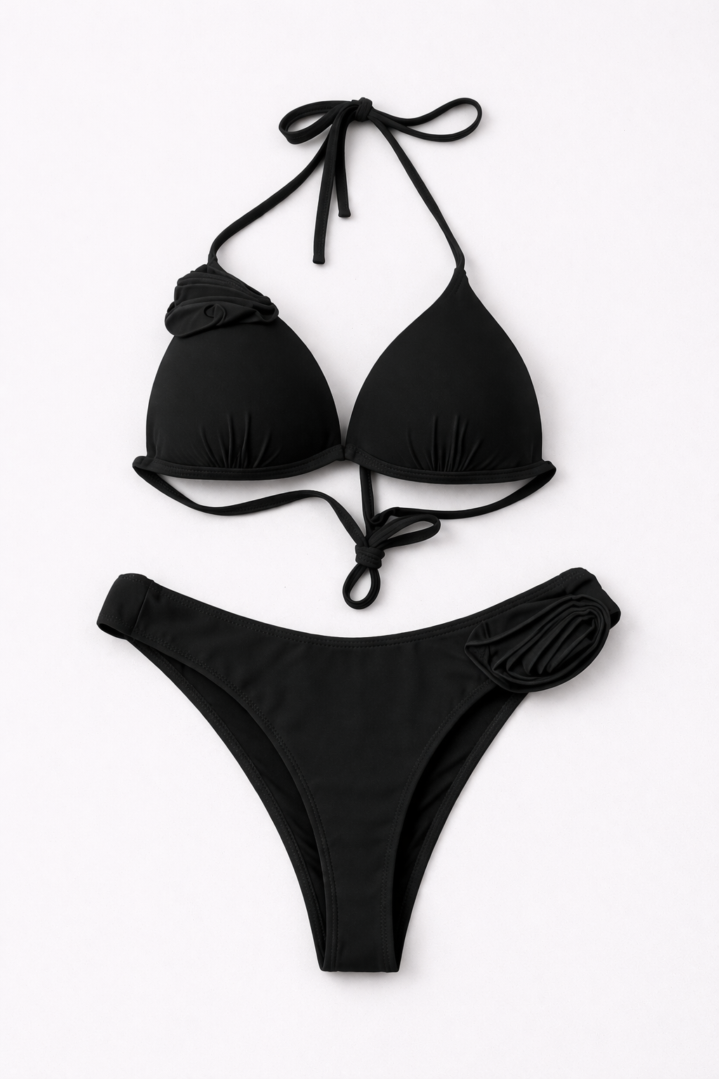 Bikini minimal con detalle floral lateral