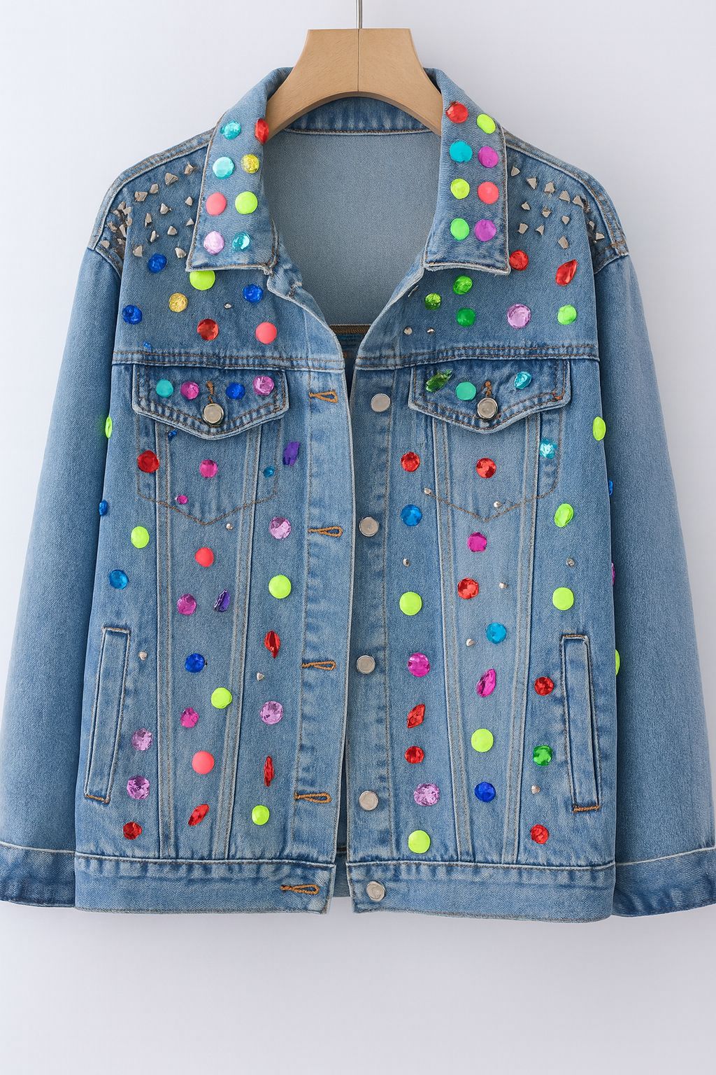 Chaqueta Vaquera con Aplicaciones Multicolor