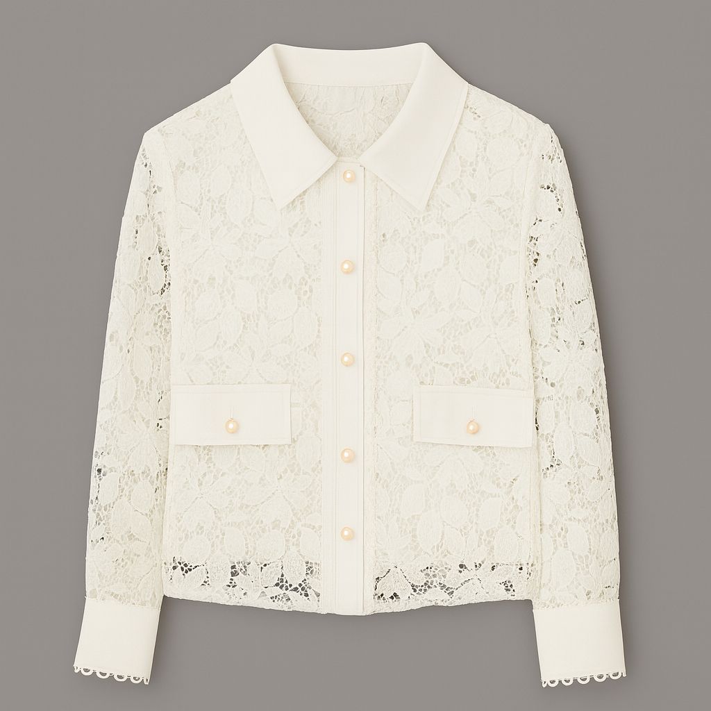 Blusa de encaje con botones decorativos