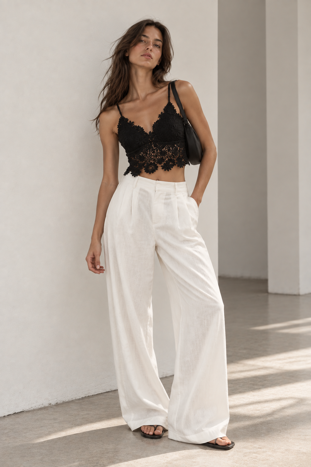 Top Lencero de encaje Floral solenne