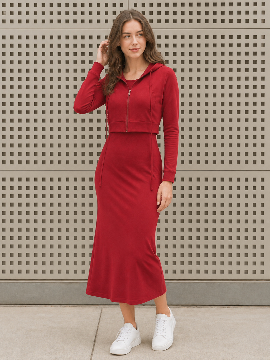 Conjunto Noir Elegance – Sudadera Corta Midi