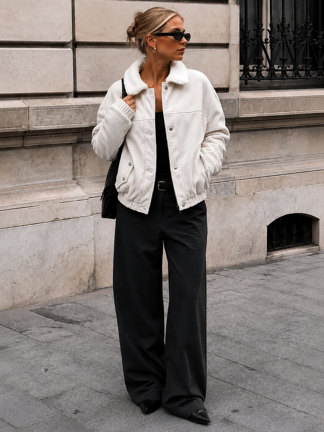 Chaqueta Bomber con Cuello de Borreguito