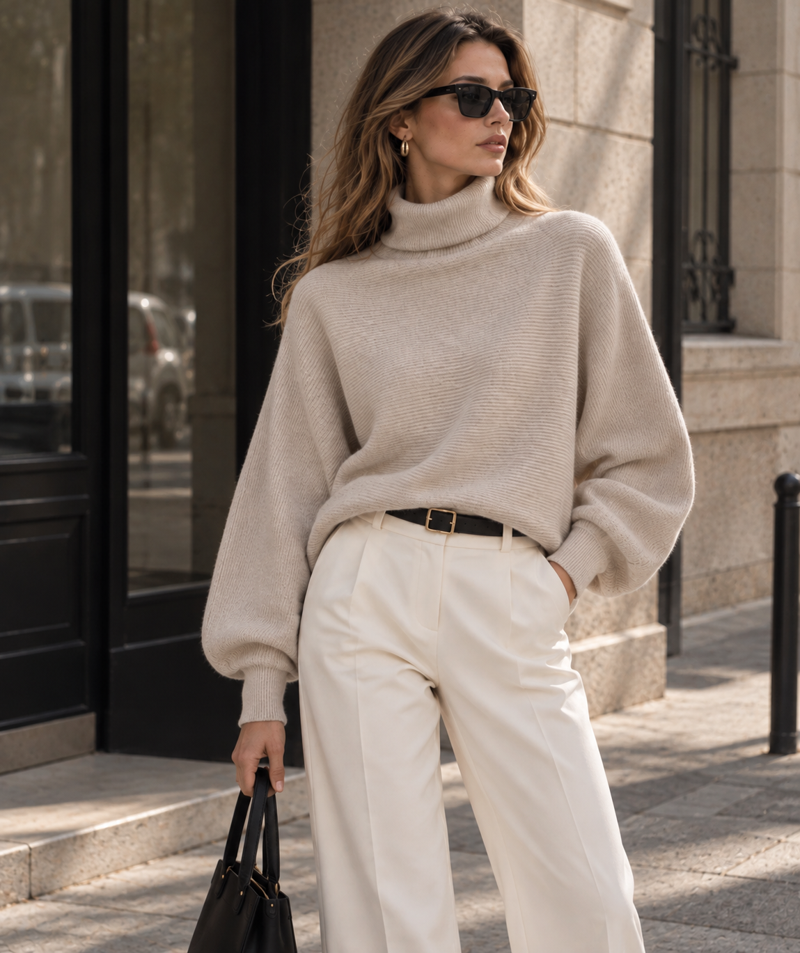 Jersey Oversize de Cuello Alto – Punto Suave