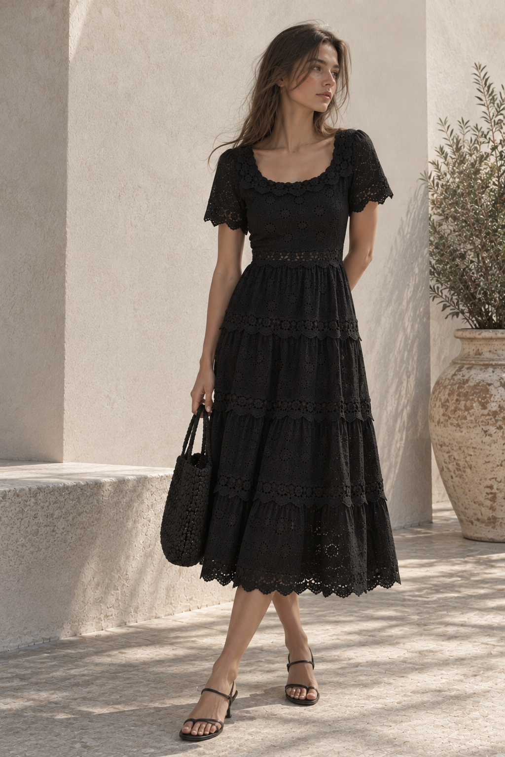 Vestido Midi Aurora De Encaje Bordado