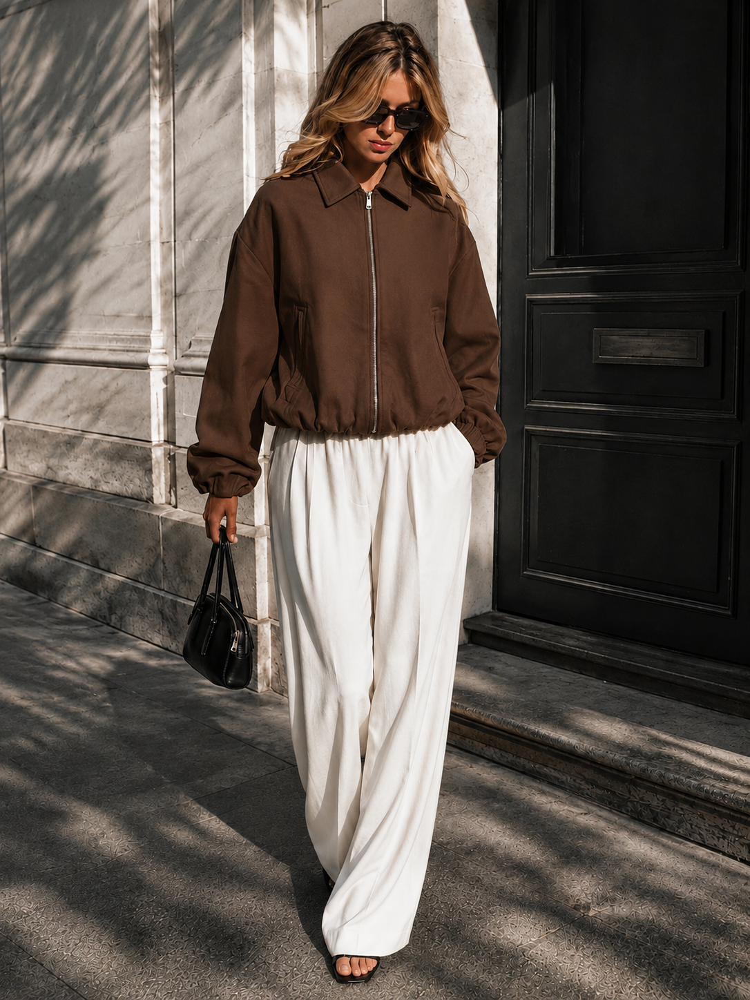 Chamarra Bomber Casual con Cierre