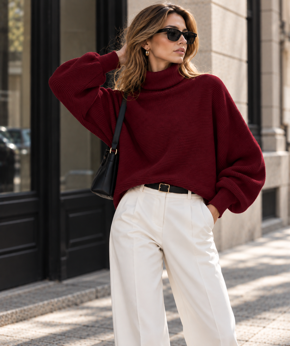 Jersey Oversize de Cuello Alto – Punto Suave