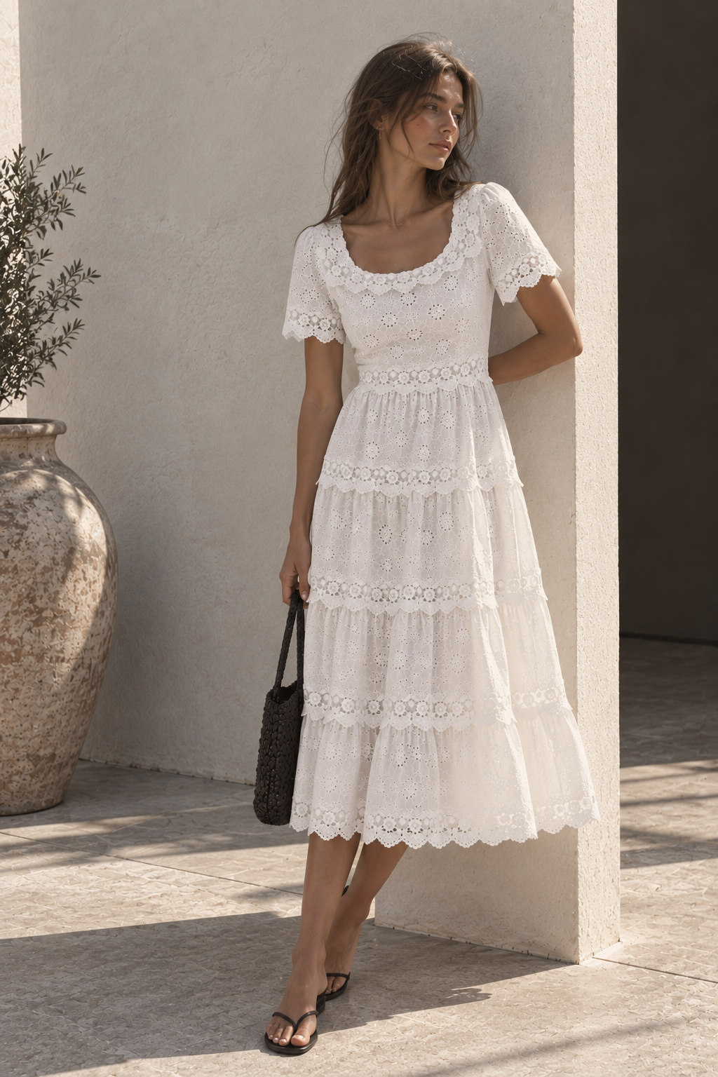 Vestido Midi Aurora De Encaje Bordado
