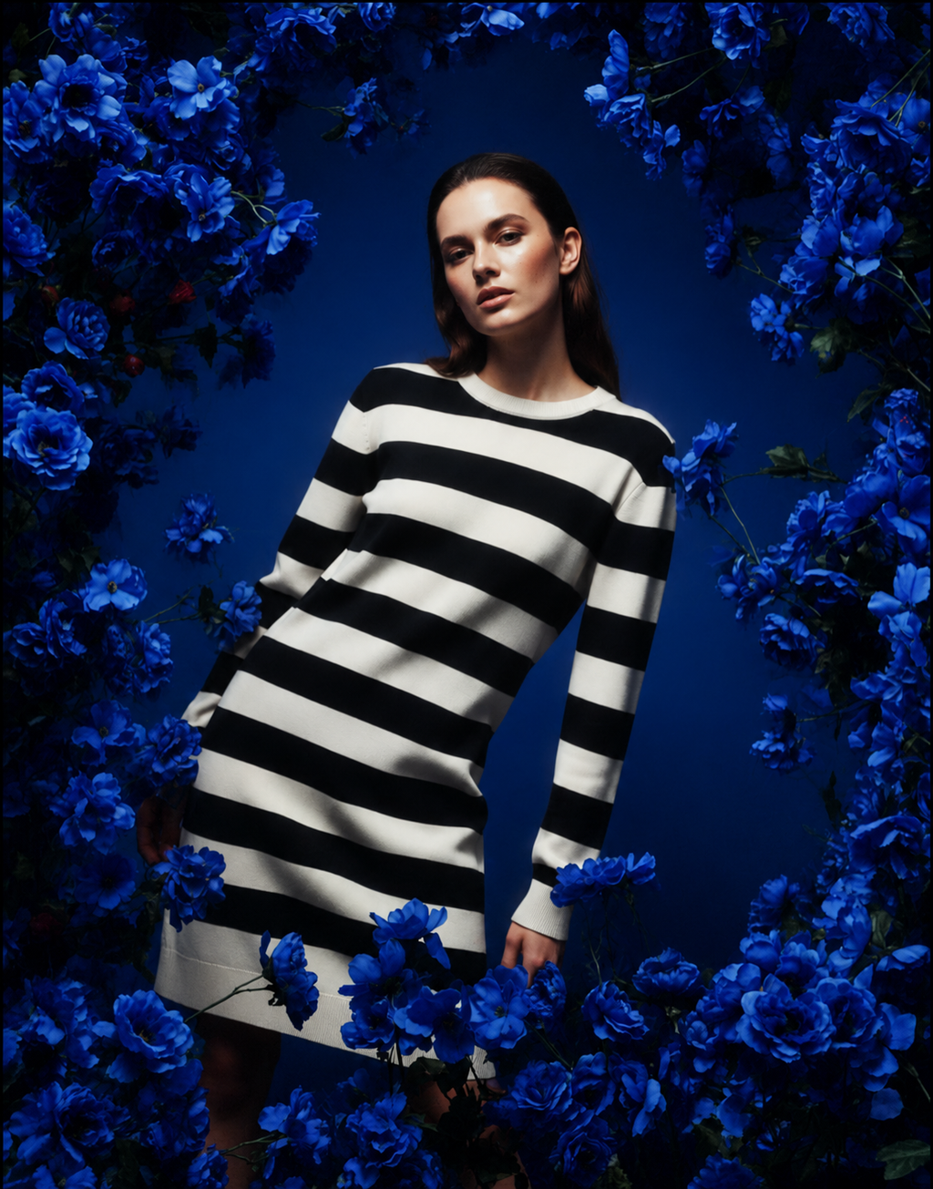 Long striped knit dress