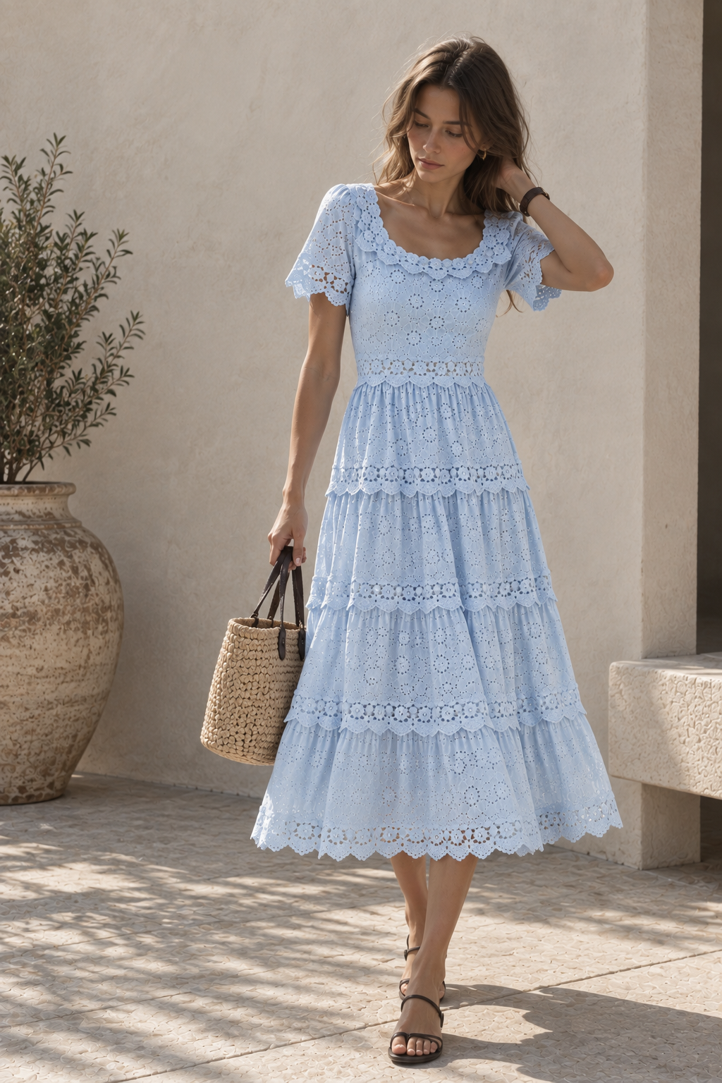 Vestido Midi Aurora De Encaje Bordado