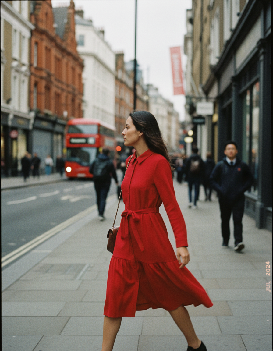 Vestido Camisero Midi con Cinturón Ajustable